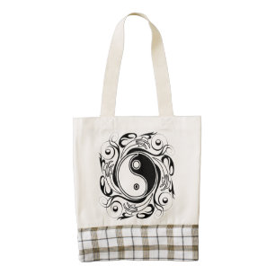 Yin & Yang Symbol Black and White Tattoo Style Zazzle HEART Tote Bag