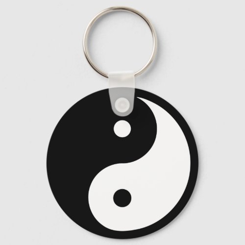 Yin Yang Symbol Black White Keychain