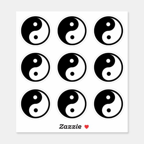 Yin Yang Symbol Black White Set 9 of Sticker
