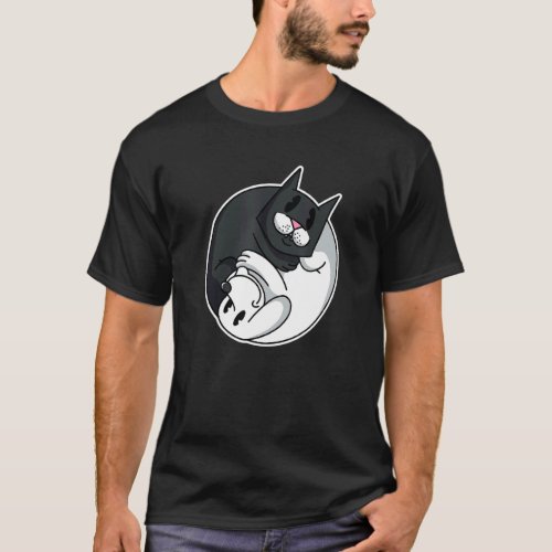 Yin Yang Symbol Cat Dog Animal Cute Pet Owners T-Shirt