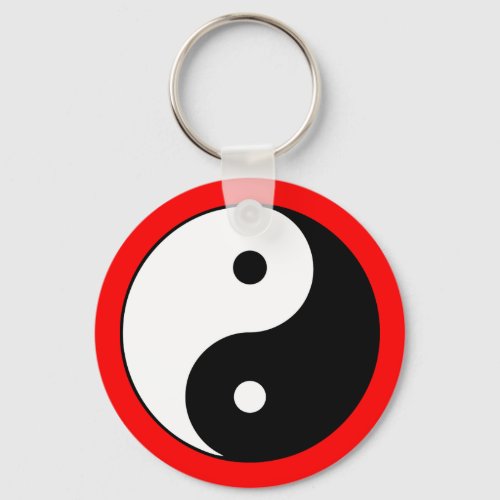 Yin Yang Symbol Color Border Zen Keychain