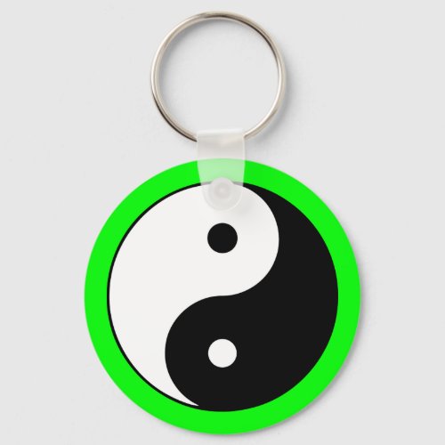 Yin Yang Symbol Color Border Zen Keychain