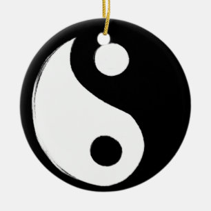 Yin Yang Symbol Dark and Light Ceramic Ornament