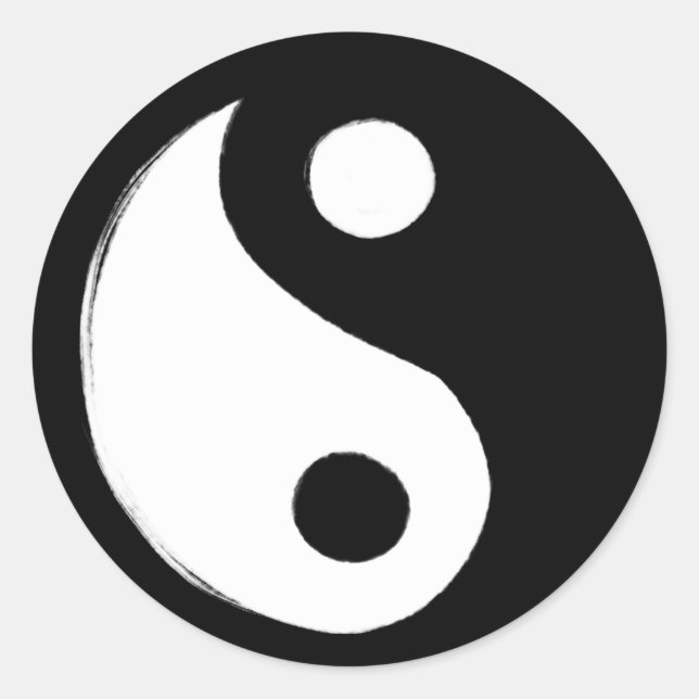 Yin Yang Symbol Dark and Light                     Classic Round Sticker (Front)
