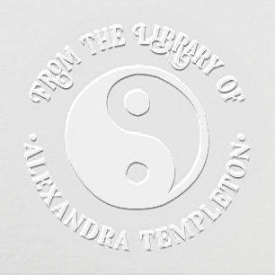 Yin Yang Symbol  “From the Library of” Book Name Embosser