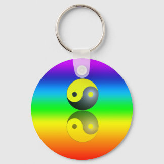 Yin & Yang Symbol on Chakra Colors Keychain