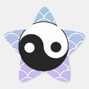 Yin Yang Symbol on Wave Background Star Sticker