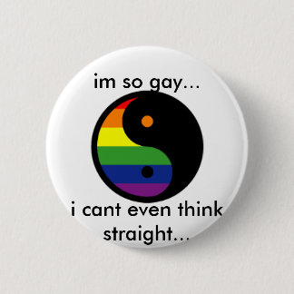 Yin-Yang-Symbol-Rainbow, im so gay..., i cant e... Button