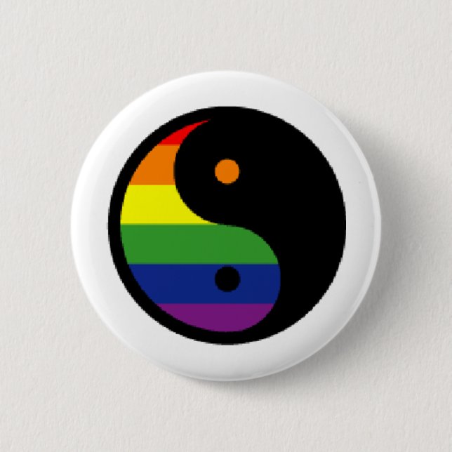 Yin-Yang-Symbol-Rainbow Pinback Button (Front)