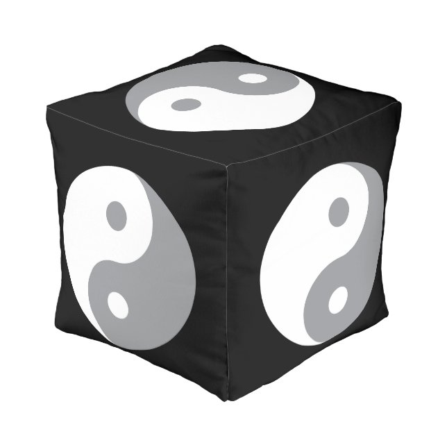Yin Yang symbol small square indoor pouf (Angled Back)