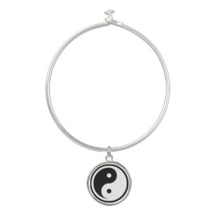 Yin Yang Symbol - solid tattoo design 2 Bangle Bracelet
