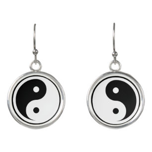 Yin Yang Symbol - solid tattoo design 2 Earrings