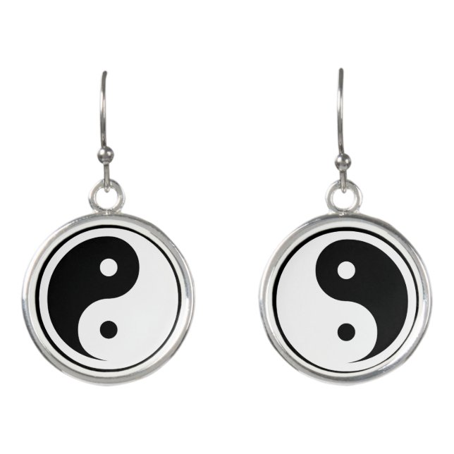 Yin Yang Symbol - solid tattoo design 2 Earrings (Front)