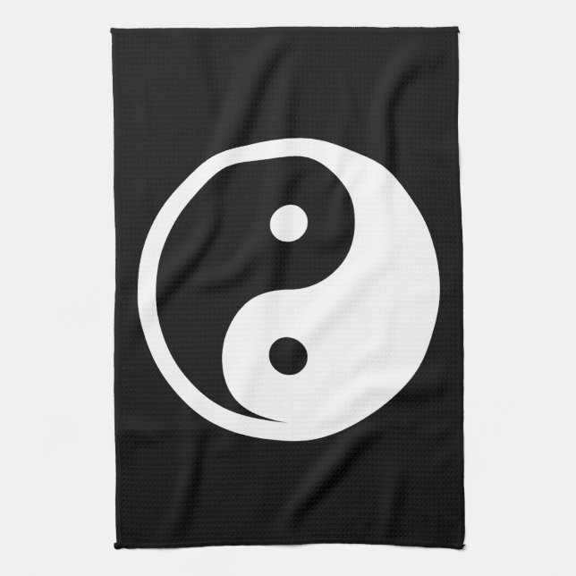 Yin Yang Symbol - solid tattoo design 2 Kitchen Towel (Vertical)