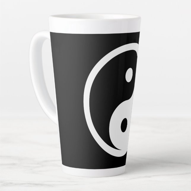 Yin Yang Symbol - solid tattoo design 2 Latte Mug (Left Angle)