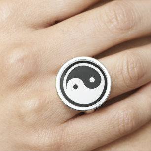 Yin Yang Symbol - solid tattoo design 2 Ring
