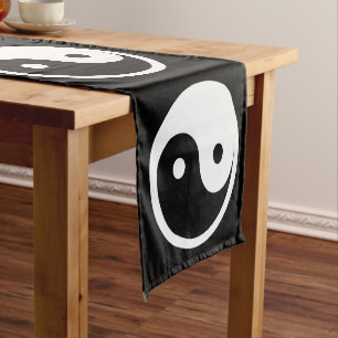Yin Yang Symbol - solid tattoo design 2 Short Table Runner