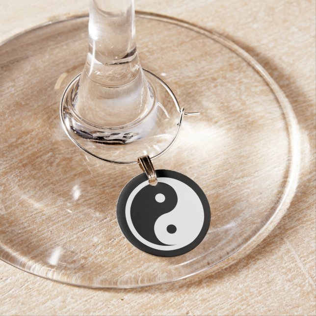 Yin Yang Symbol - solid tattoo design 2 Wine Charm (In Situ)