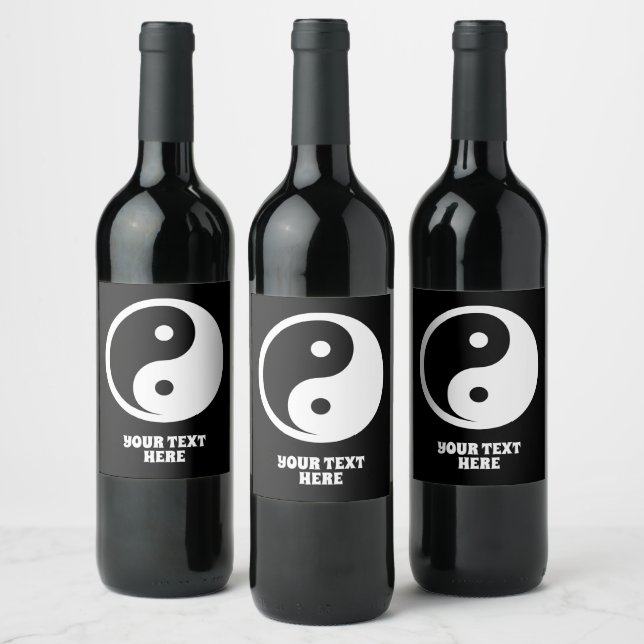 Yin Yang Symbol - solid tattoo design 2 Wine Label (Bottles)
