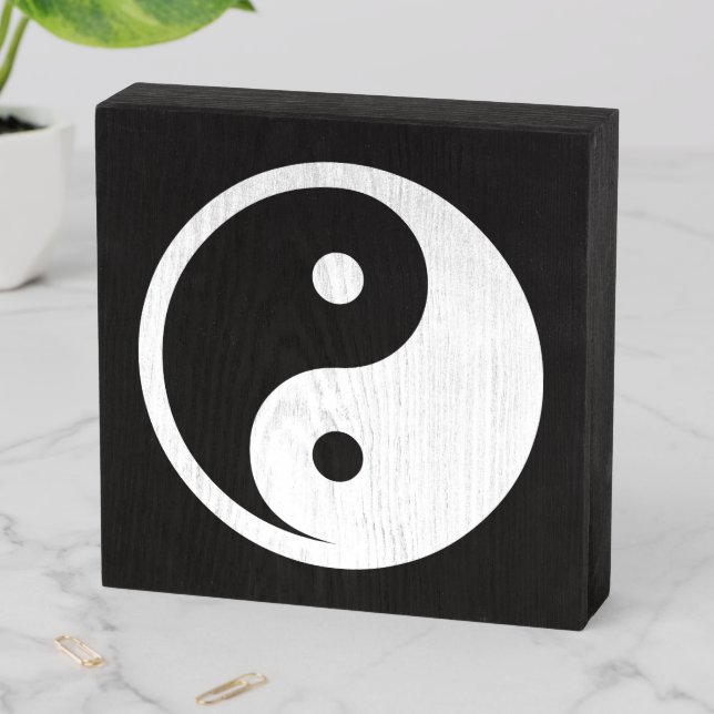 Yin Yang Symbol - solid tattoo design 2 Wooden Box Sign (In Situ Horizontal)