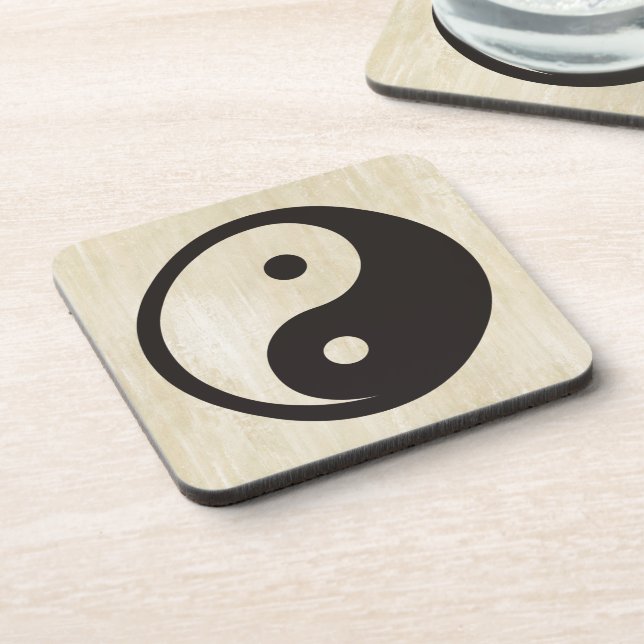 Yin Yang Symbol - solid tattoo design Beverage Coaster (Left Side)