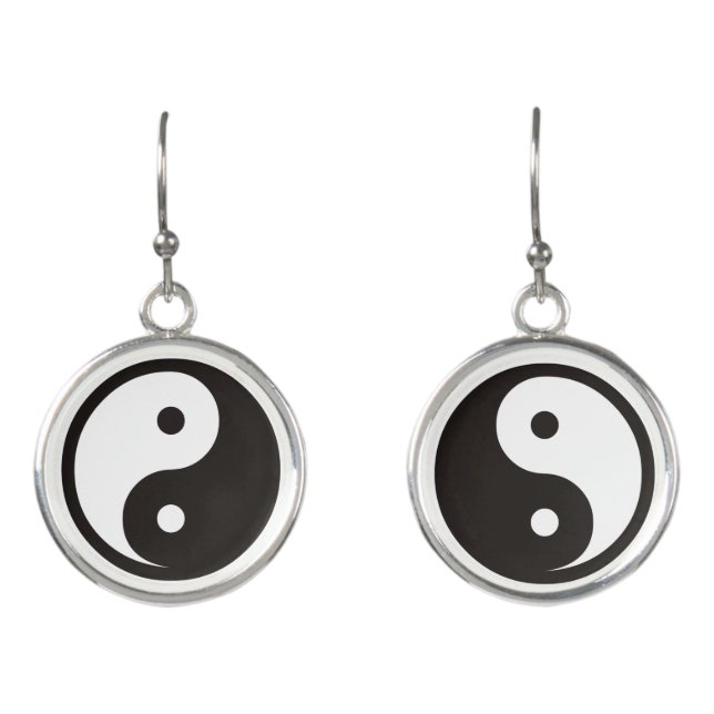 Yin Yang Symbol - solid tattoo design Earrings (Front)