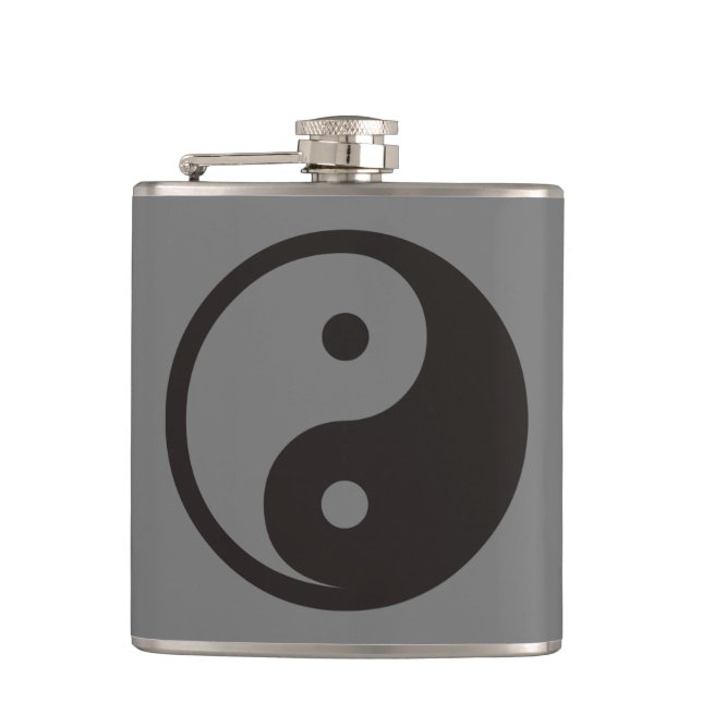 Yin Yang Symbol - solid tattoo design Flask (Front)