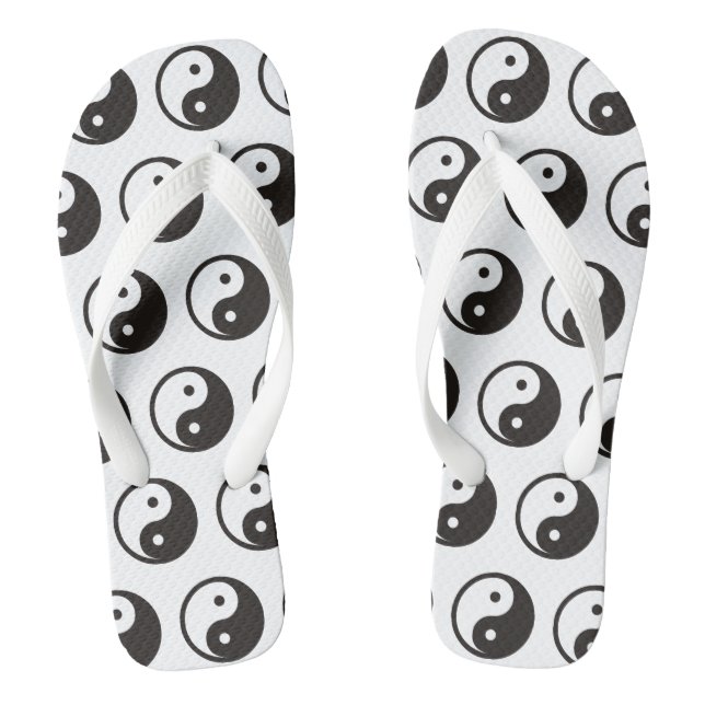 Yin Yang Symbol - solid tattoo design Flip Flops (Footbed)