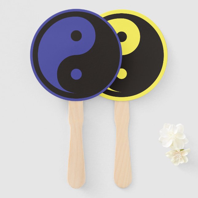 Yin Yang Symbol - solid tattoo design Hand Fan (Front and Back)