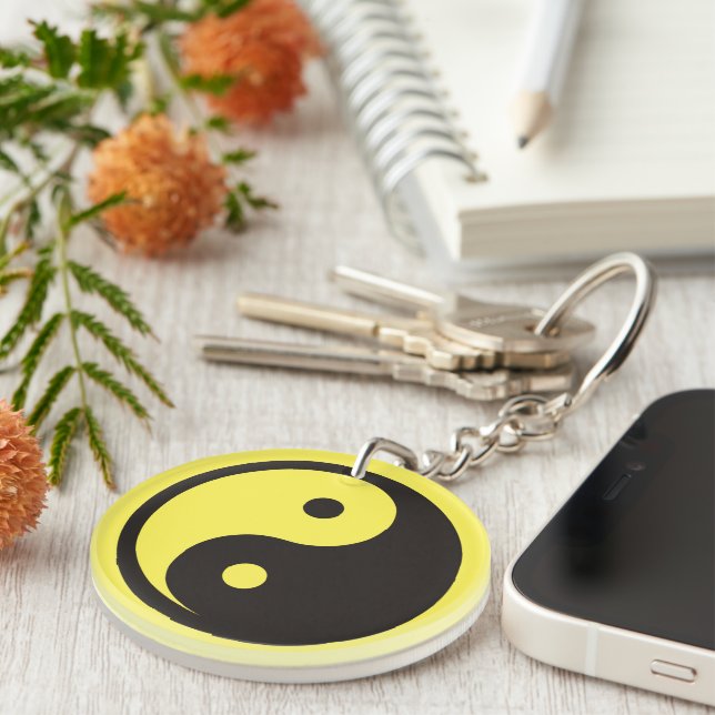 Yin Yang Symbol - solid tattoo design Keychain (Front Right)