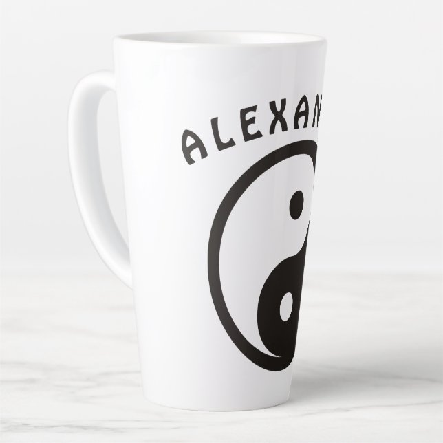 Yin Yang Symbol - solid tattoo design Latte Mug (Left Angle)