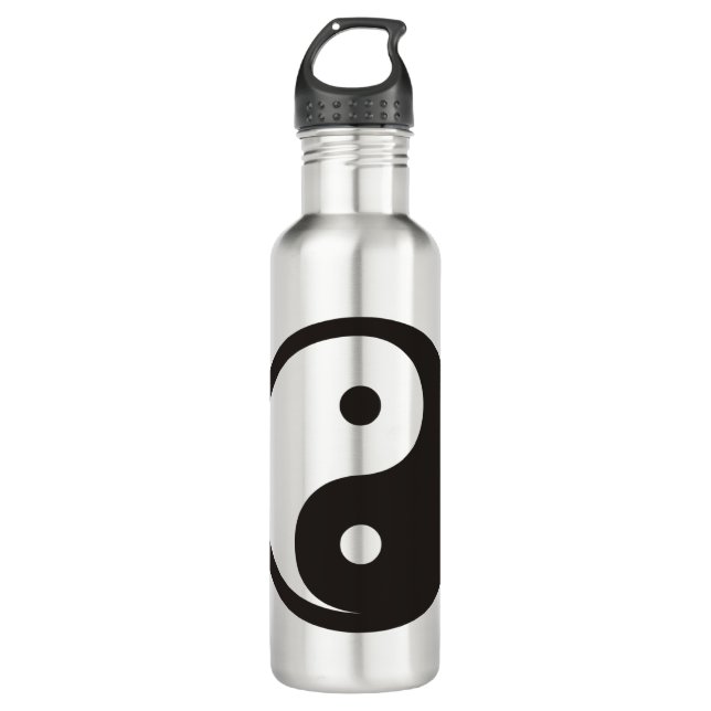 Yin Yang Symbol - solid tattoo design Stainless Steel Water Bottle (Front)