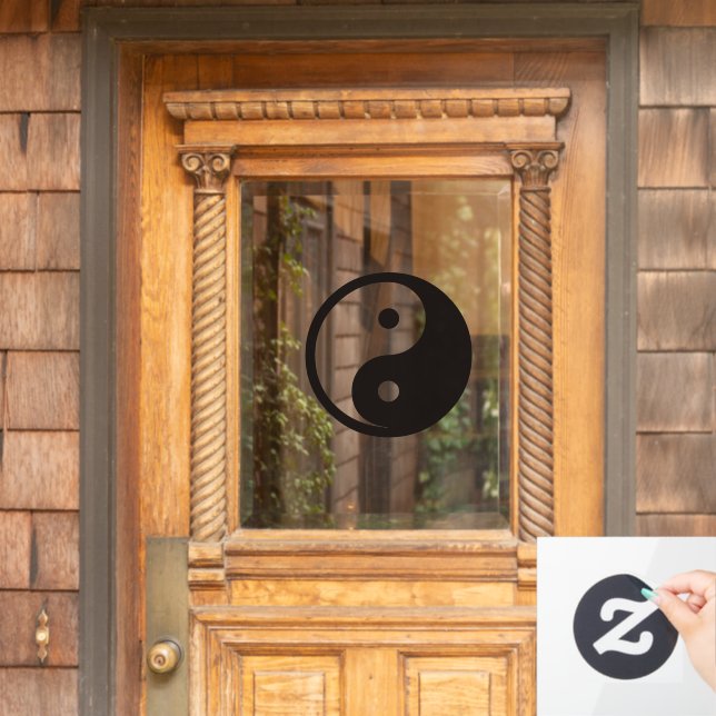 Yin Yang Symbol - solid tattoo design Window Cling (Home Door)