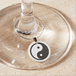 Yin Yang Symbol - solid tattoo design Wine Charm