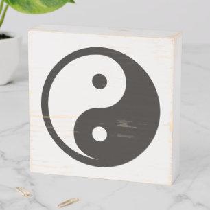 Yin Yang Symbol - solid tattoo design Wooden Box Sign