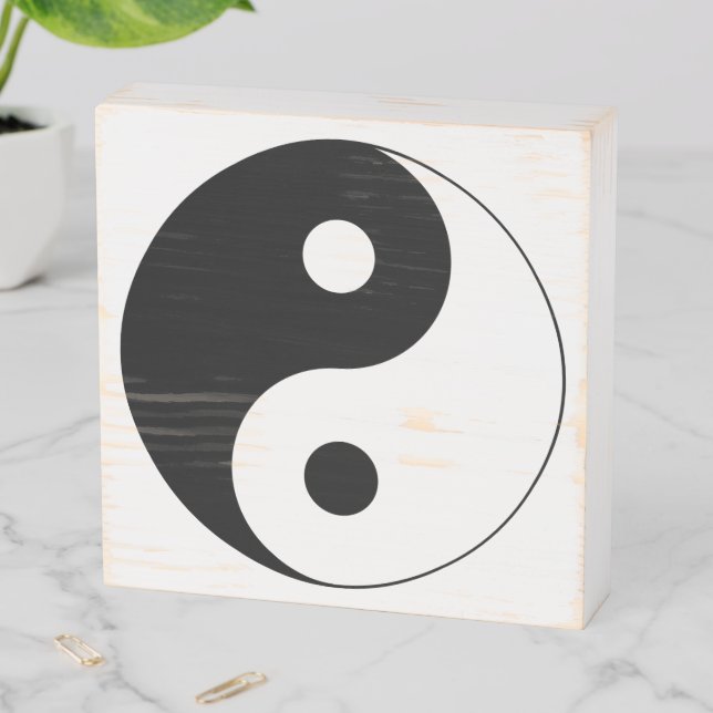 Yin Yang Symbol Spiritual Wooden Box Sign (In Situ Horizontal)
