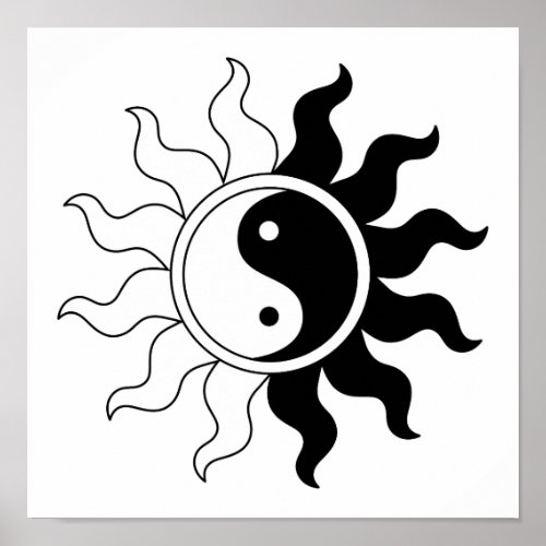 Yin Yang symbol sun Poster