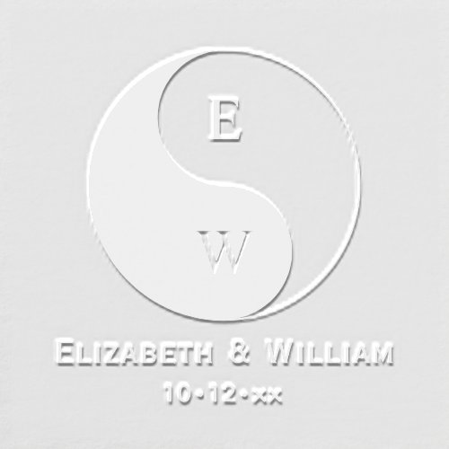 Yin Yang Symbol with Monogram Initials Wedding Embosser
