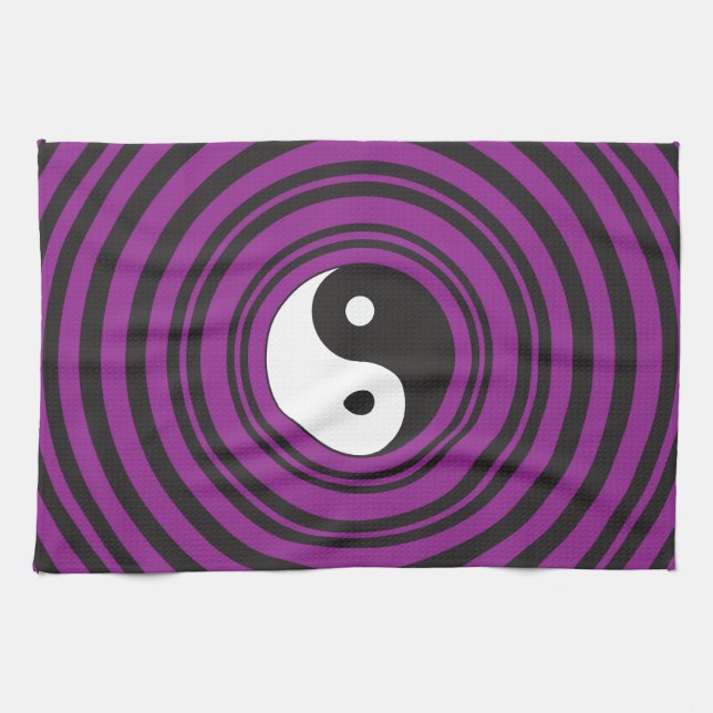 Yin Yang Taijitu symbol Purple Black Circles Kitchen Towel (Horizontal)