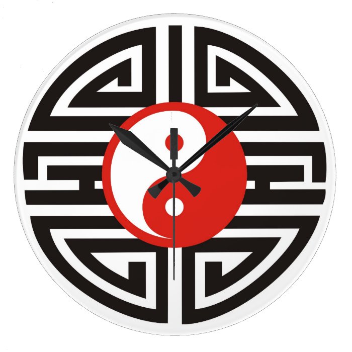 Yin & Yang Tattoo   red black Round Wall Clock
