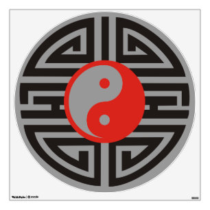 Yin & Yang Tattoo Yantra - grey red black Wall Decal