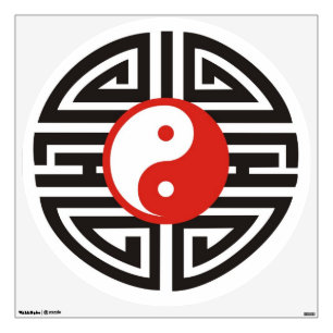 Yin & Yang Tattoo Yantra - white red black Wall Sticker