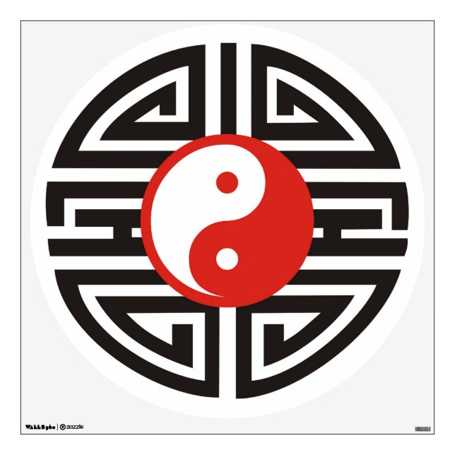 Yin & Yang Tattoo Yantra - white red black Wall Sticker (Front)