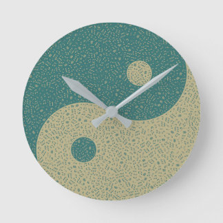 Yin Yang Tea Beige Music Notes Round Clock