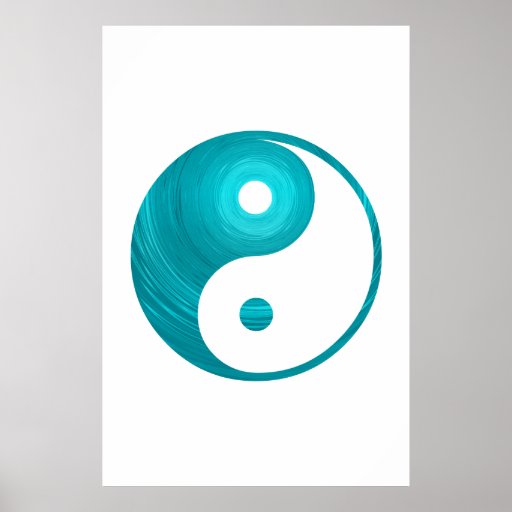 Yin Yang Teal Blue Aqua Spiral Template Yin-Yang Poster | Zazzle