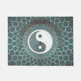 Yin Yang Teal Doormat