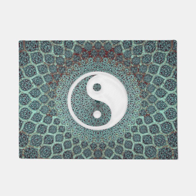 Yin Yang Teal Doormat (Front)