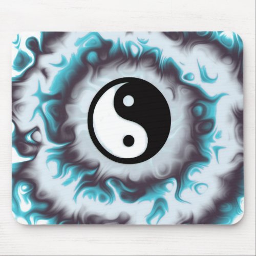 Yin Yang Teal Flame Mouse Pad