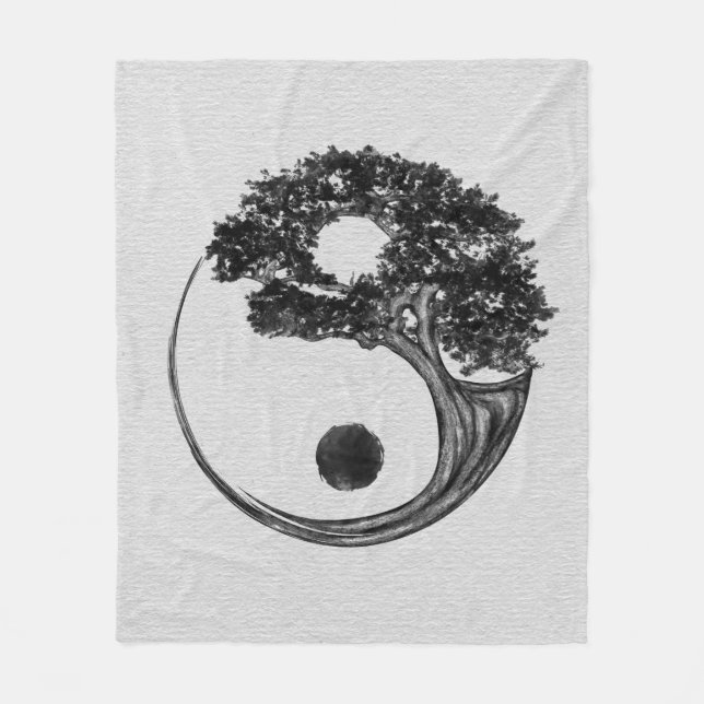 Yin Yang Tree Canvas Fleece Blanket (Front)