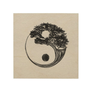 Yin Yang Tree Canvas Wood Wall Art